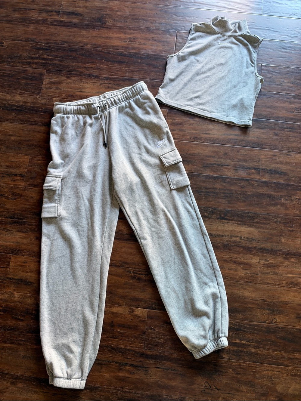 Nike Light Gray Women's Cargo Joggers with Cropped Sleeveless Top